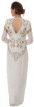 V-Neck Full Sleeves Beaded Formal Gown with Keyhole Back back